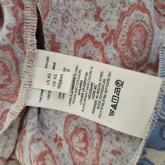 Free People Merrie Mix Floral Print Smocked Chiffon Tunic Rouched Blouse Lilac - Picture 13 of 16